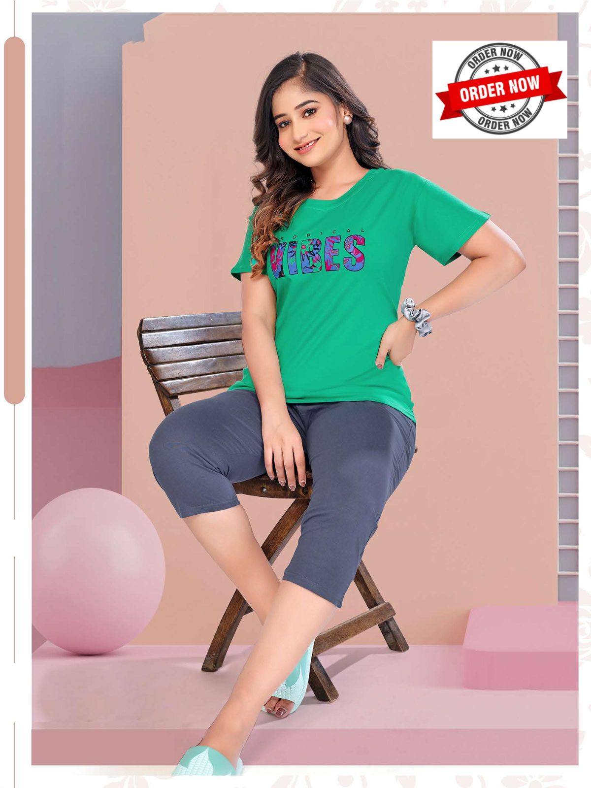 Vol At2590 Shinker Hosiery Cotton Summer Special Capri Night Suit Wholesale Online
